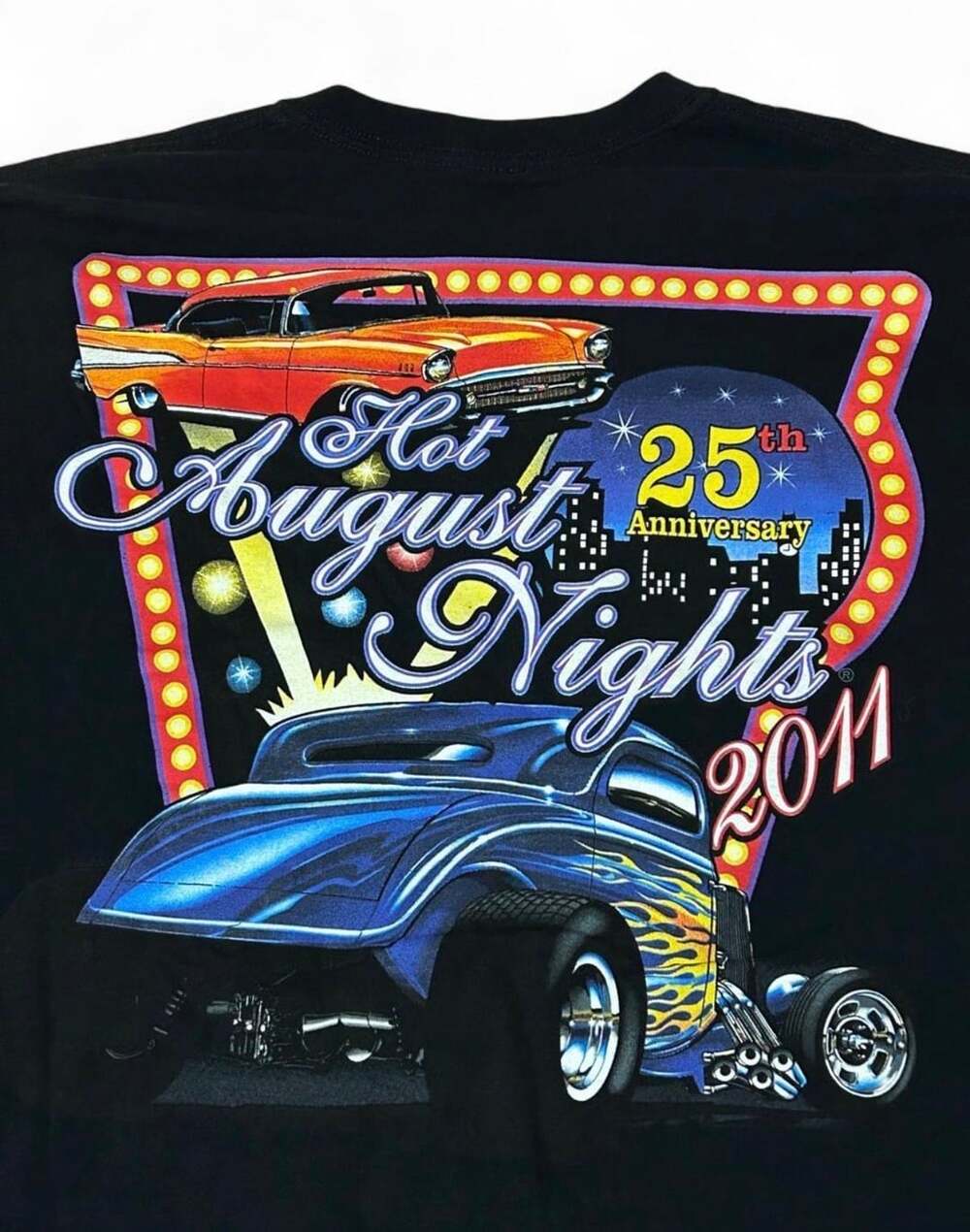 Gildan Hot August Nights 2011 T-Shirt Black Size L Classic Cars